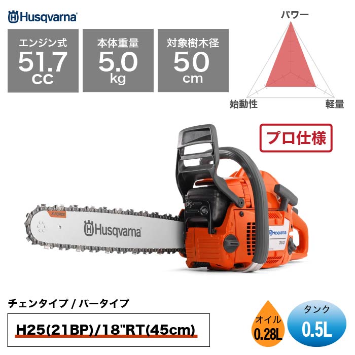 ハスクバーナ エンジン式チェンソー 353 18RT