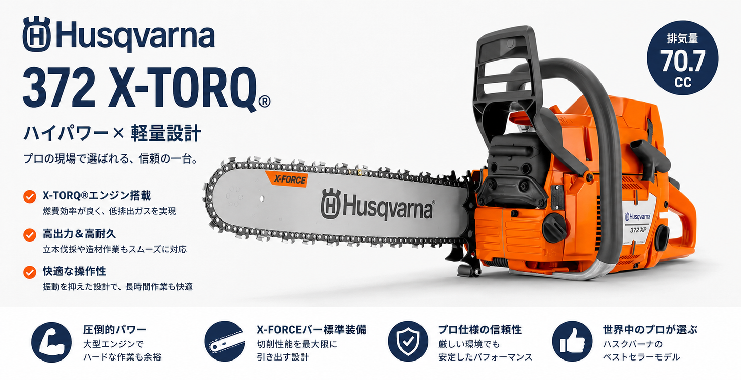 ハスクバーナ エンジン式チェンソー 372 X-TORQ　24インチ